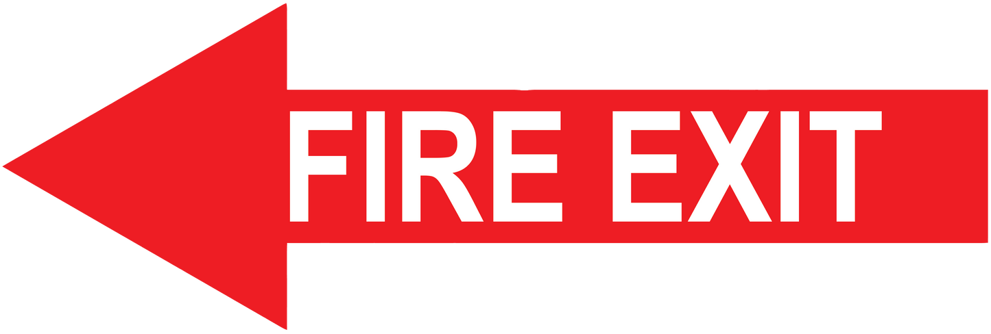 Fire Safety "Fire Exit" Arrow, Durable Matte Laminated Vinyl Floor Sign- Various Sizes Available