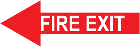 Fire Safety "Fire Exit" Arrow, Durable Matte Laminated Vinyl Floor Sign- Various Sizes Available