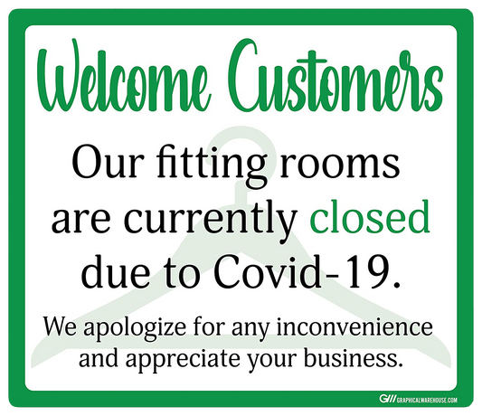 "Fitting Rooms Closed" Adhesive Durable Vinyl Decal- Various Sizes/Colors Available