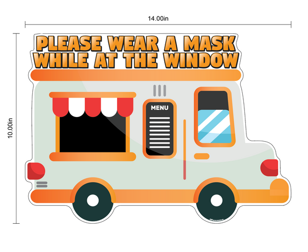 "Food Truck, Wear a Mask" Adhesive Durable Vinyl Decal- Various Sizes/Colors Available