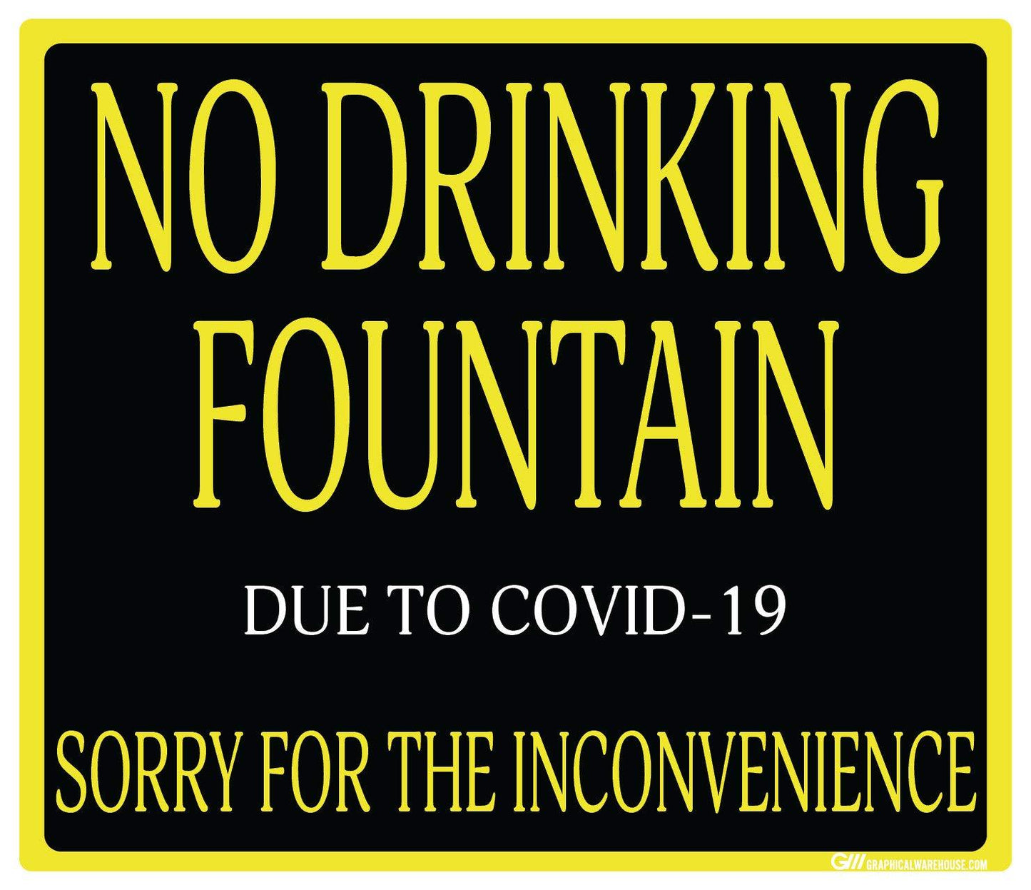 "No Drinking Fountain" Adhesive Durable Vinyl Decal- Various Sizes/Colors Available