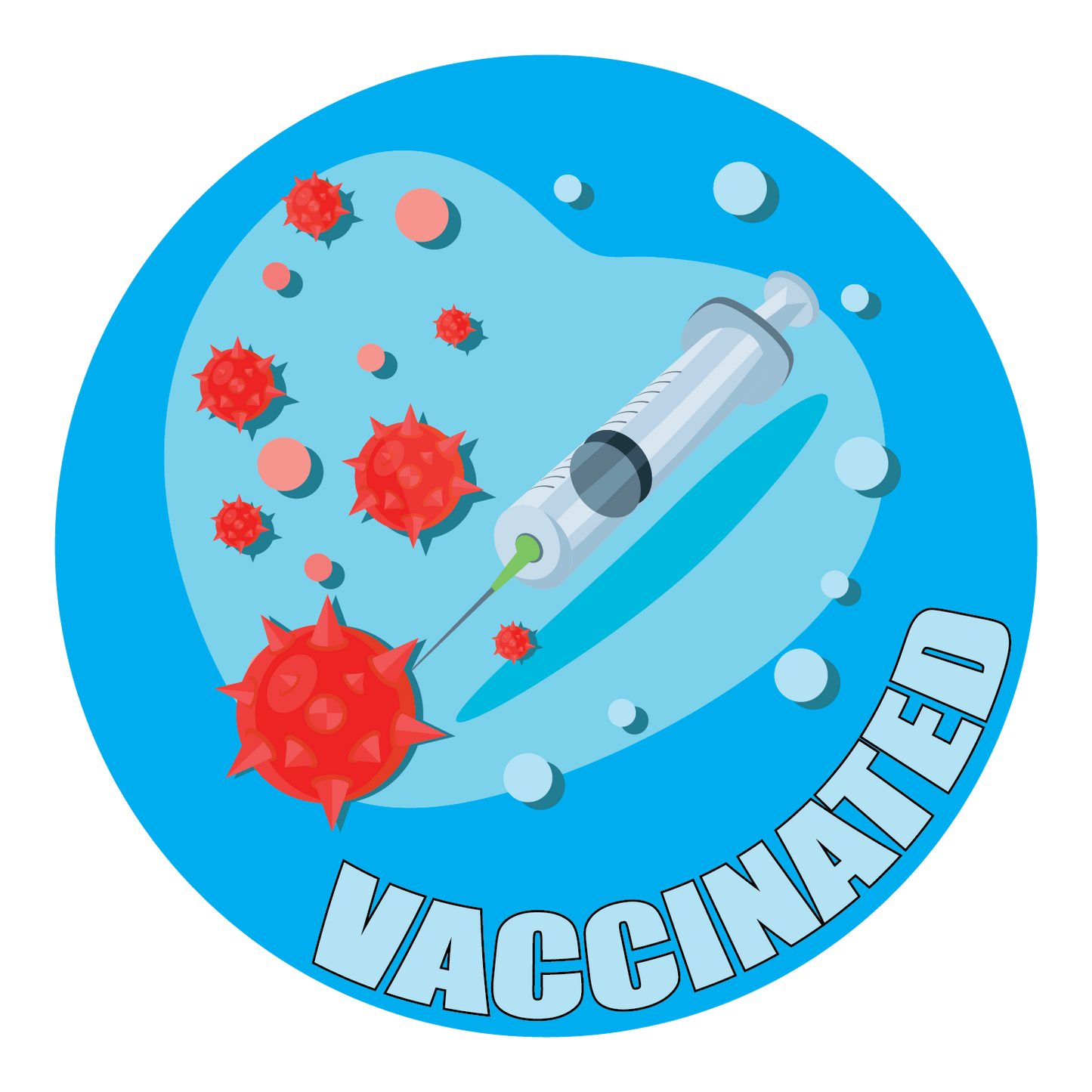 "Vaccinated" Adhesive Durable Vinyl Sticker Pack- 1x1”