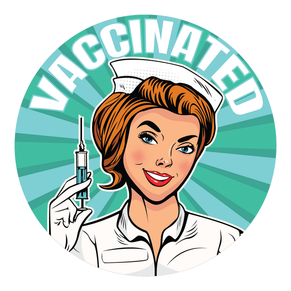 "Vaccinated" Adhesive Durable Vinyl Sticker Pack- 1x1”