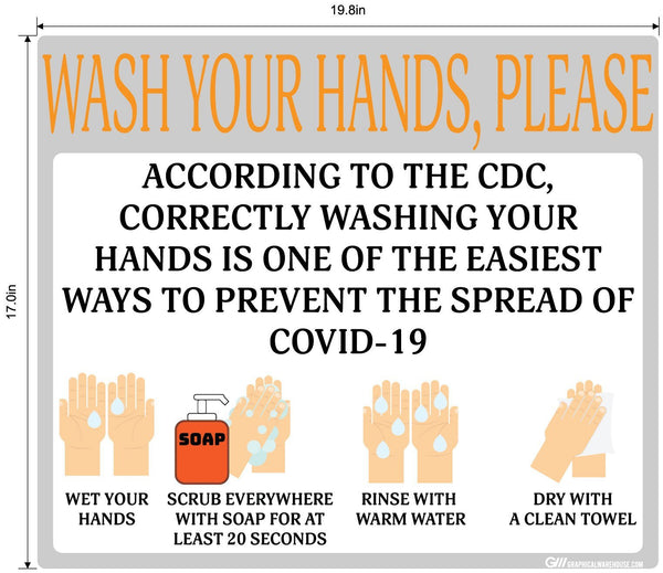 "Wash Your Hands Please" Guidelines, Adhesive Durable Vinyl Decal- Various Sizes/Colors Available