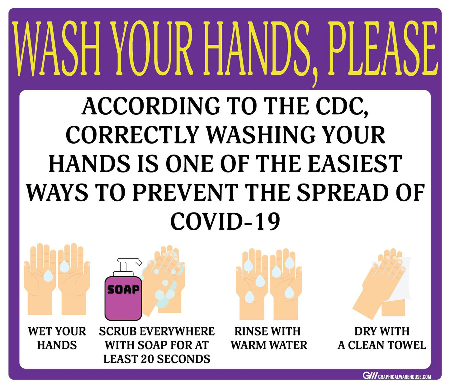 "Wash Your Hands Please" Guidelines, Adhesive Durable Vinyl Decal- Various Sizes/Colors Available