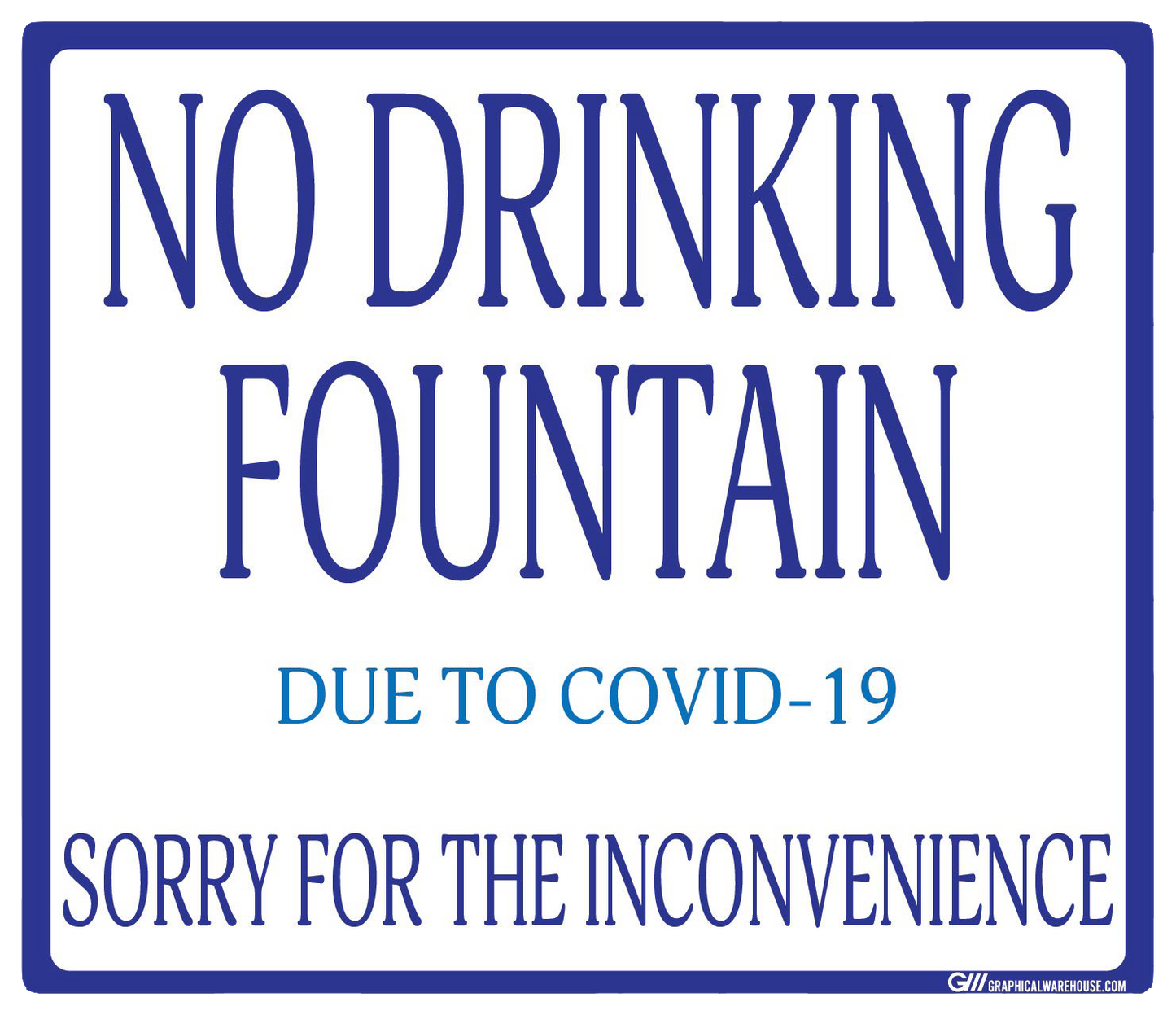 "No Drinking Fountain" Adhesive Durable Vinyl Decal- Various Sizes/Colors Available