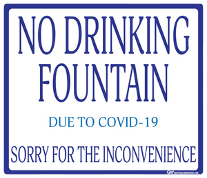 "No Drinking Fountain" Adhesive Durable Vinyl Decal- Various Sizes/Colors Available