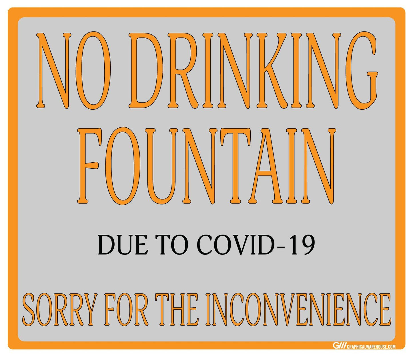 "No Drinking Fountain" Adhesive Durable Vinyl Decal- Various Sizes/Colors Available