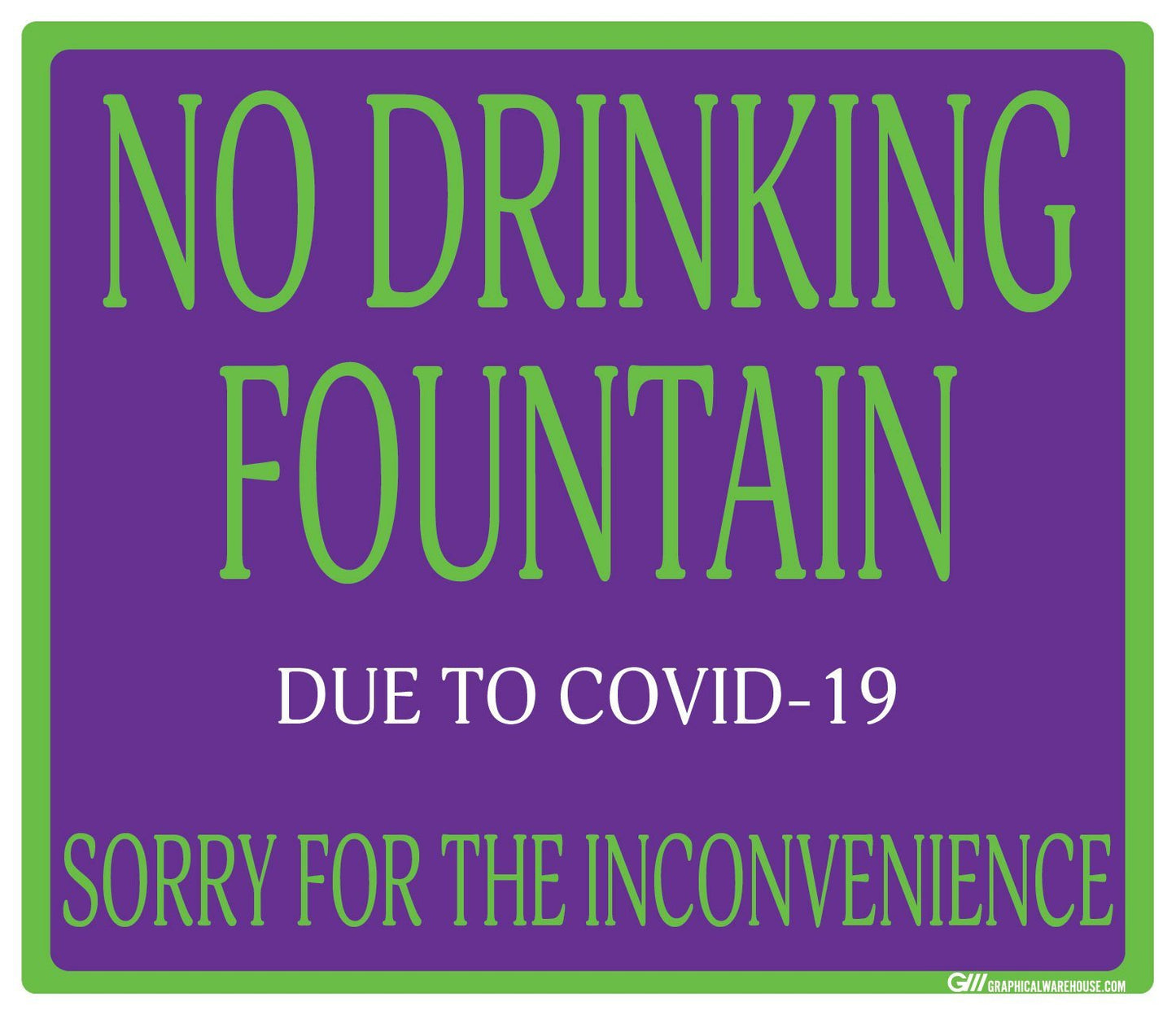 "No Drinking Fountain" Adhesive Durable Vinyl Decal- Various Sizes/Colors Available