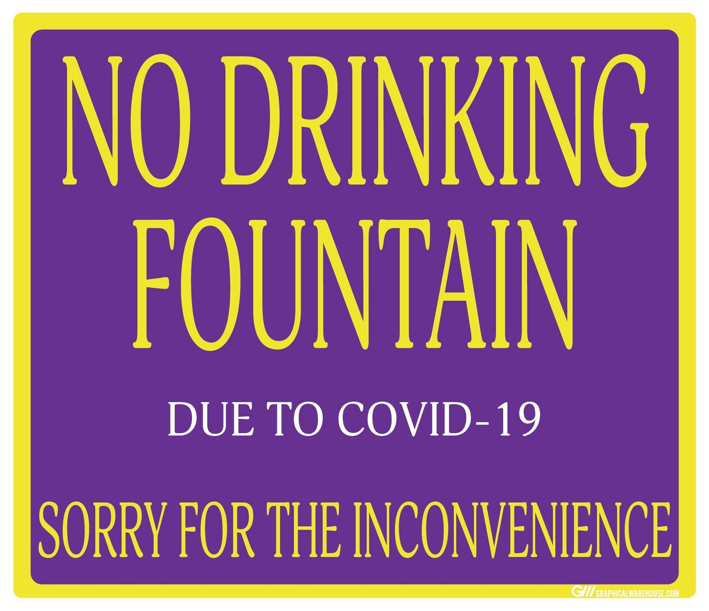 "No Drinking Fountain" Adhesive Durable Vinyl Decal- Various Sizes/Colors Available