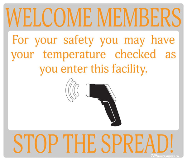 "Stop the Spread" Temperature Check, Adhesive Durable Vinyl Decal- Various Sizes/Colors Available