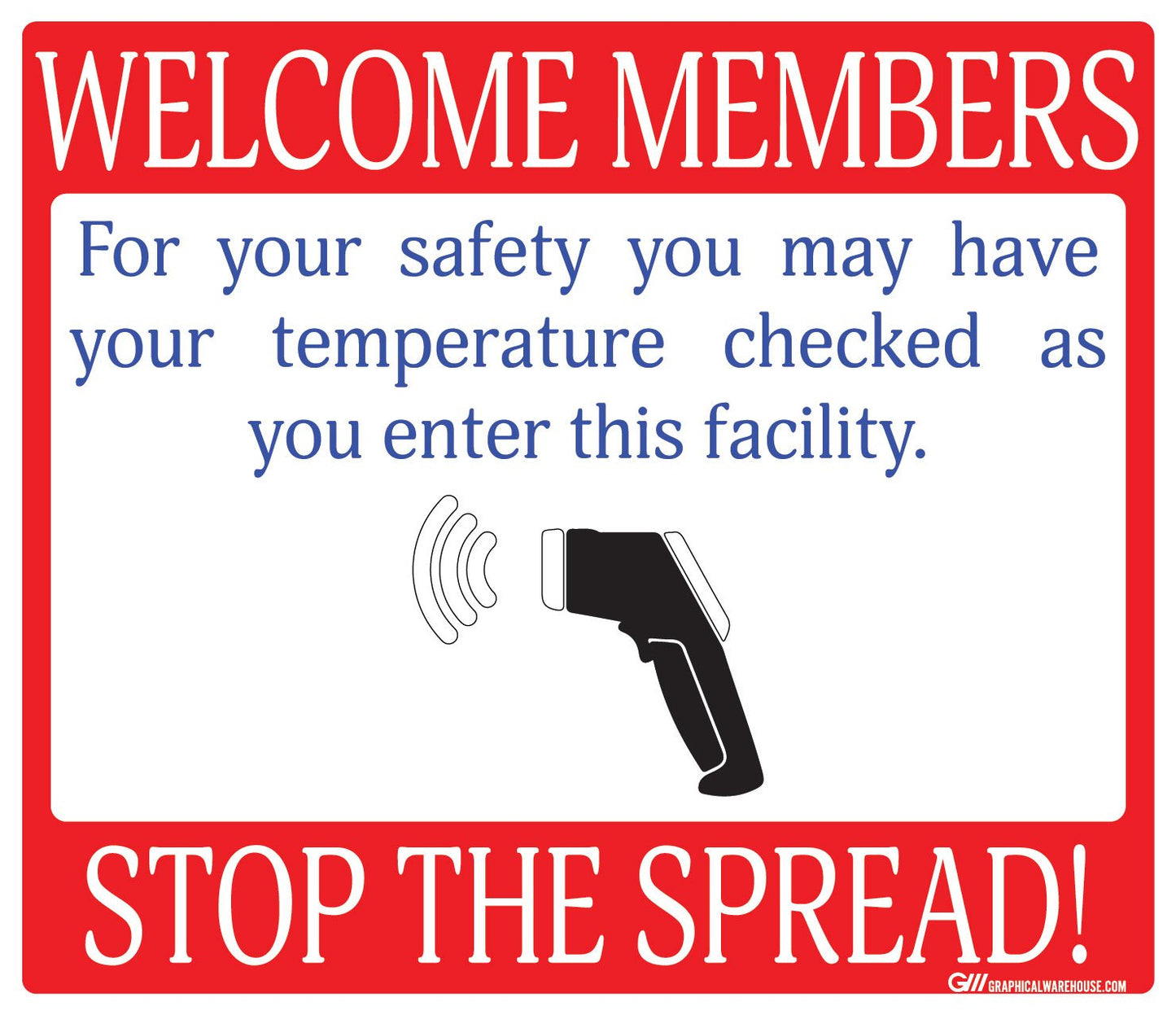 "Stop the Spread" Temperature Check, Adhesive Durable Vinyl Decal- Various Sizes/Colors Available