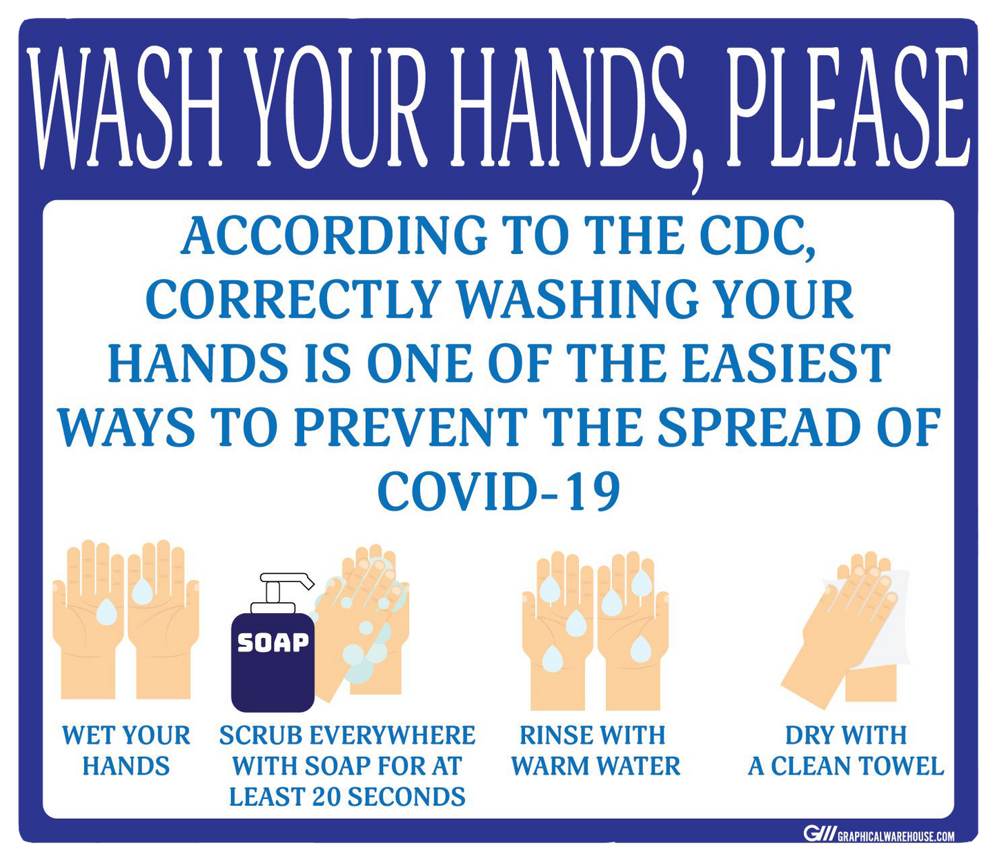 "Wash Your Hands Please" Guidelines, Adhesive Durable Vinyl Decal- Various Sizes/Colors Available