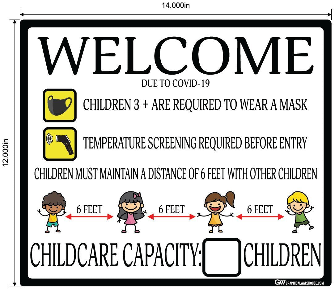 Childcare COVID-19 (Coronavirus) Guidelines- Adhesive Durable Vinyl Decal- Various Sizes/Colors Available