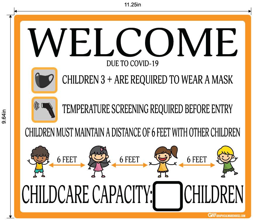 Childcare COVID-19 (Coronavirus) Guidelines- Adhesive Durable Vinyl Decal- Various Sizes/Colors Available