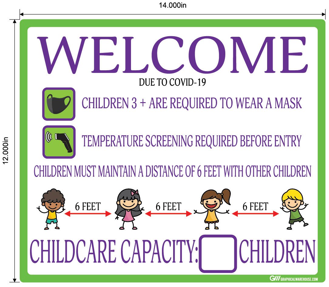 Childcare COVID-19 (Coronavirus) Guidelines- Adhesive Durable Vinyl Decal- Various Sizes/Colors Available