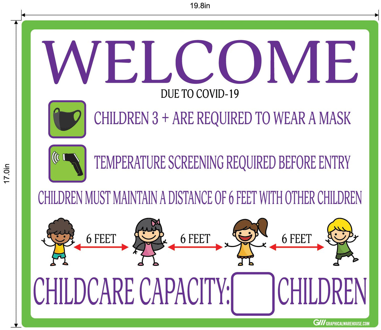 Childcare COVID-19 (Coronavirus) Guidelines- Adhesive Durable Vinyl Decal- Various Sizes/Colors Available