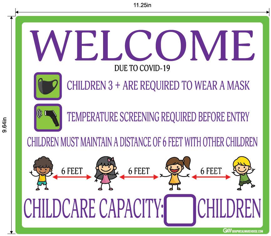 Childcare COVID-19 (Coronavirus) Guidelines- Adhesive Durable Vinyl Decal- Various Sizes/Colors Available