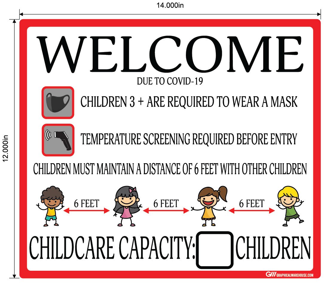 Childcare COVID-19 (Coronavirus) Guidelines- Adhesive Durable Vinyl Decal- Various Sizes/Colors Available