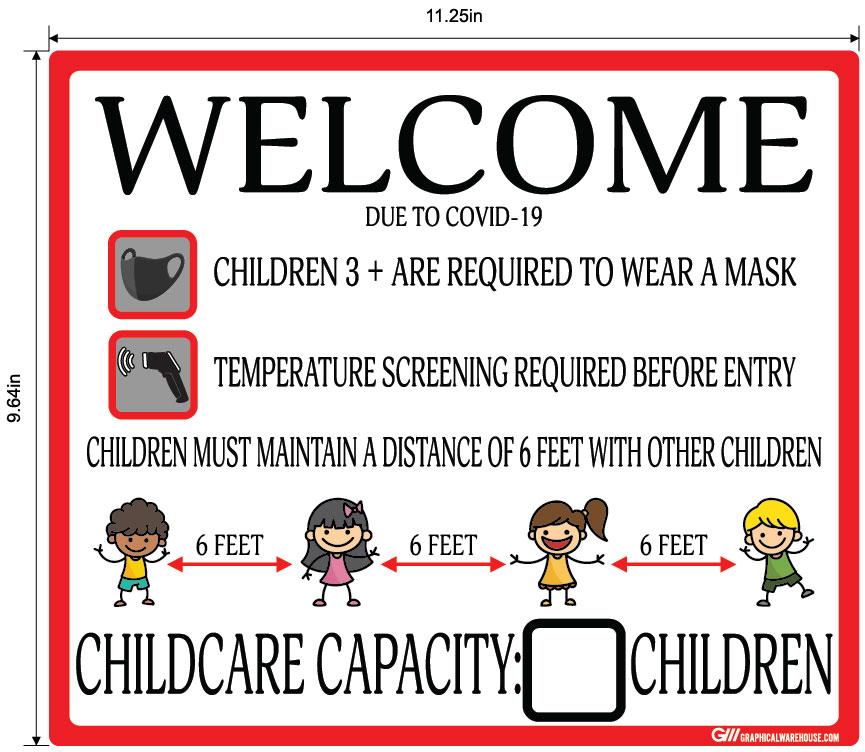 Childcare COVID-19 (Coronavirus) Guidelines- Adhesive Durable Vinyl Decal- Various Sizes/Colors Available