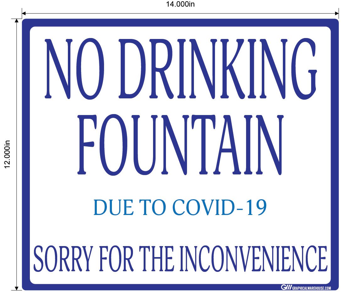 "No Drinking Fountain" Adhesive Durable Vinyl Decal- Various Sizes/Colors Available