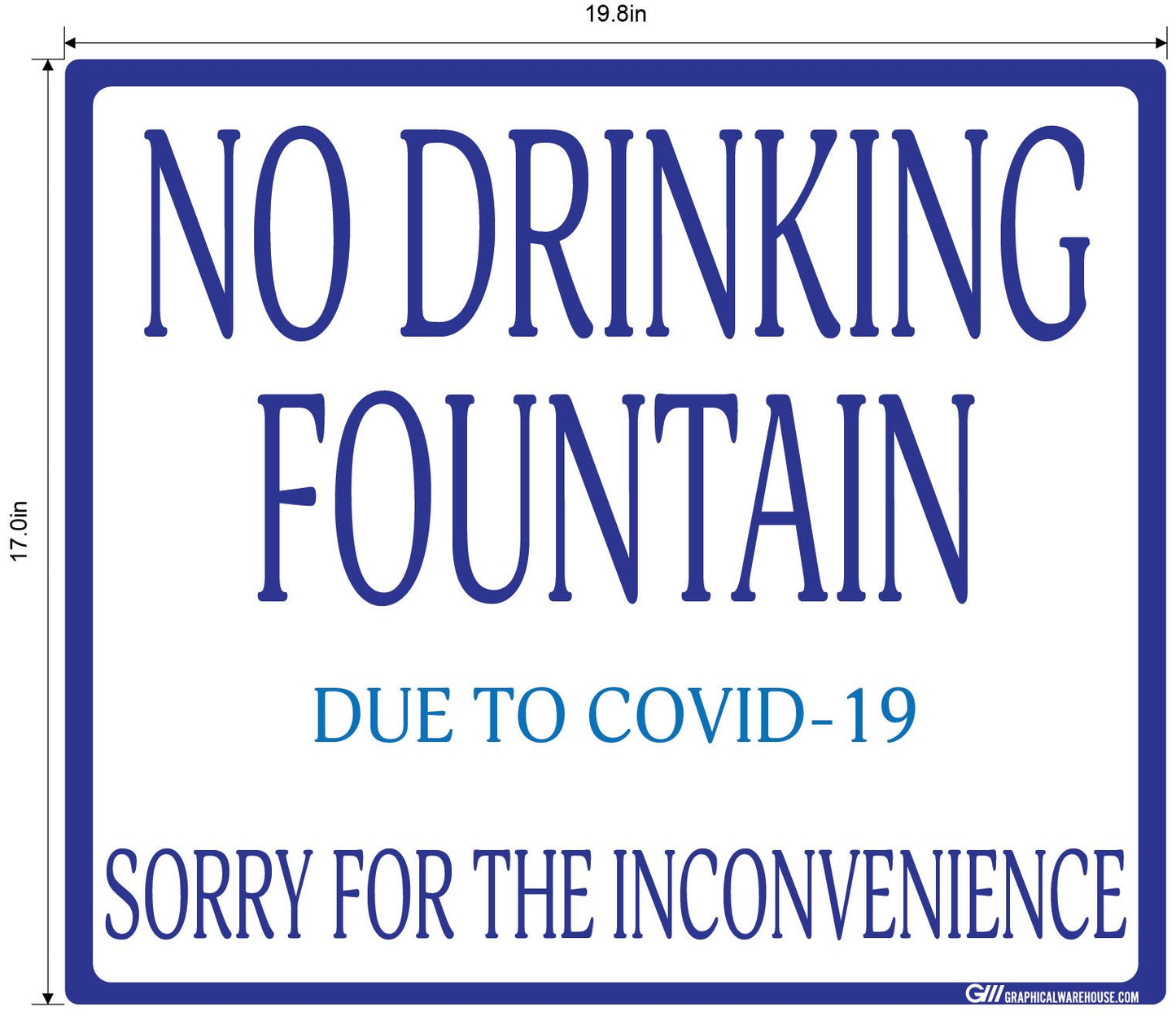 "No Drinking Fountain" Adhesive Durable Vinyl Decal- Various Sizes/Colors Available