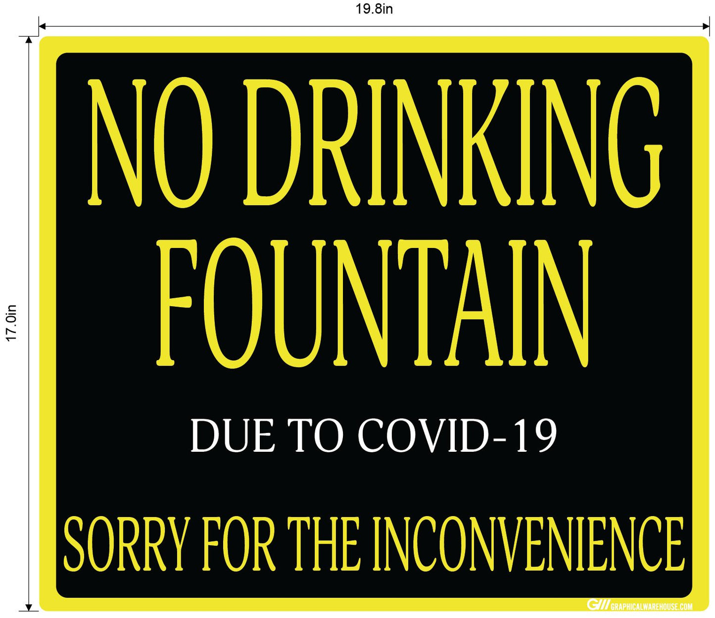 "No Drinking Fountain" Adhesive Durable Vinyl Decal- Various Sizes/Colors Available
