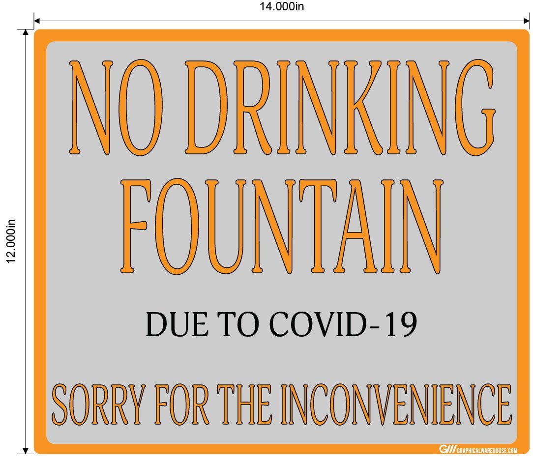 "No Drinking Fountain" Adhesive Durable Vinyl Decal- Various Sizes/Colors Available