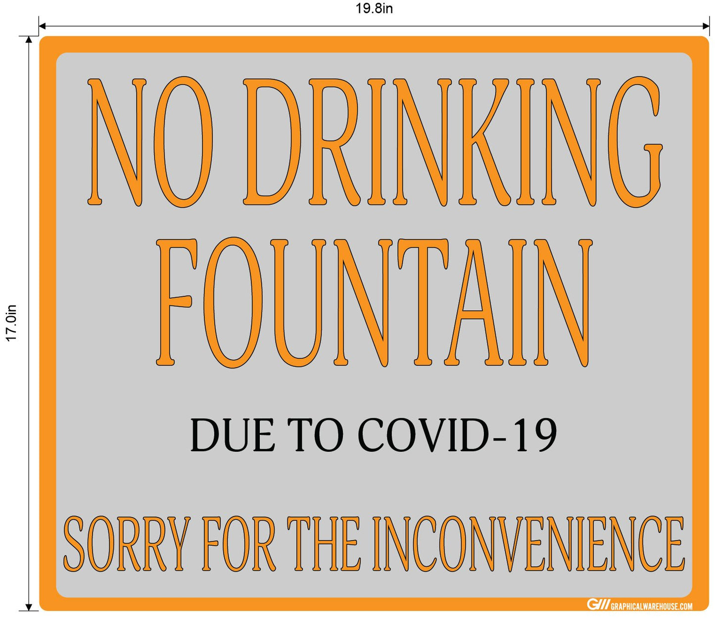 "No Drinking Fountain" Adhesive Durable Vinyl Decal- Various Sizes/Colors Available