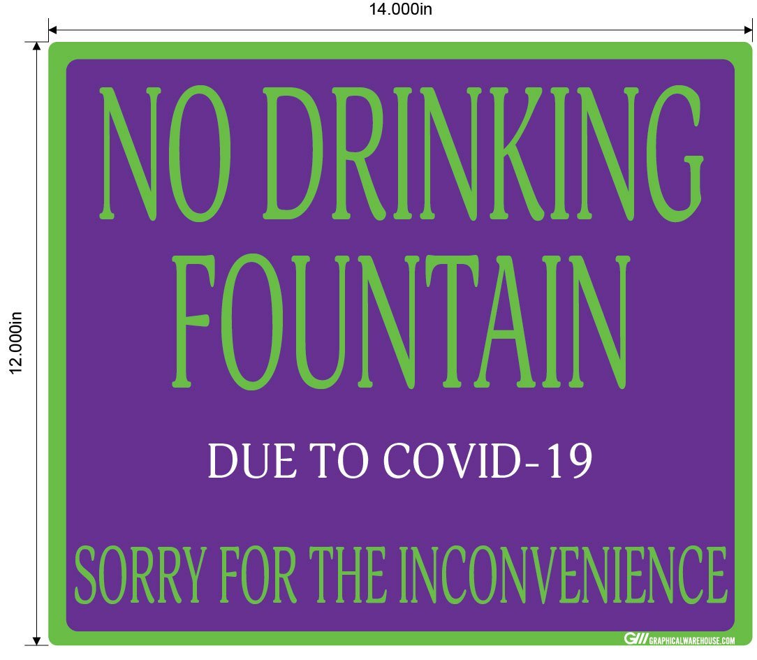 "No Drinking Fountain" Adhesive Durable Vinyl Decal- Various Sizes/Colors Available