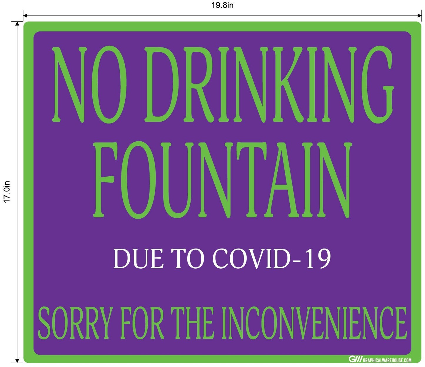 "No Drinking Fountain" Adhesive Durable Vinyl Decal- Various Sizes/Colors Available