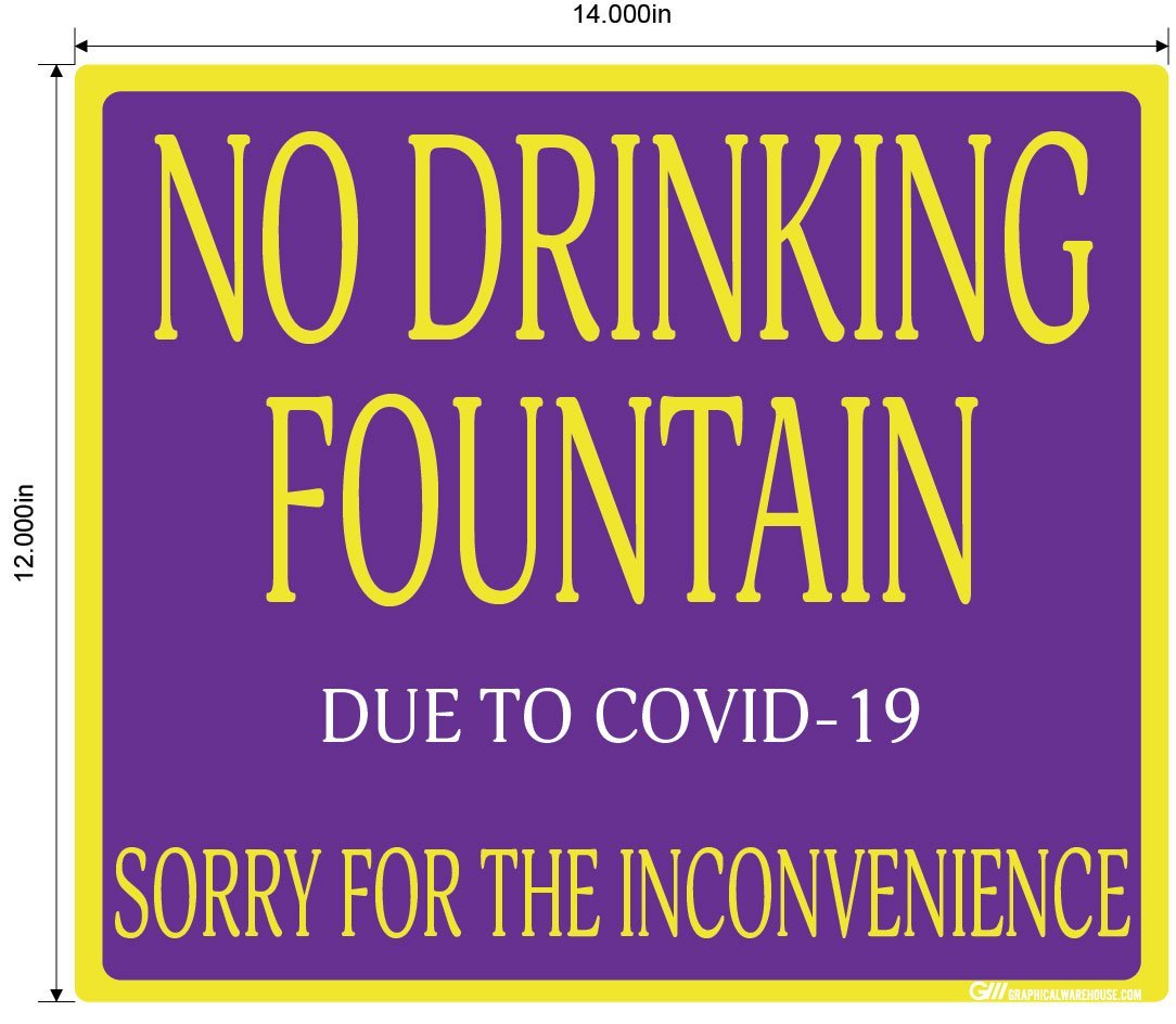 "No Drinking Fountain" Adhesive Durable Vinyl Decal- Various Sizes/Colors Available