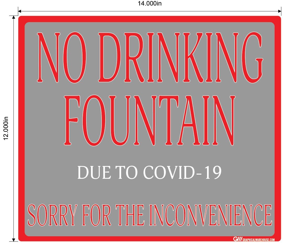 "No Drinking Fountain" Adhesive Durable Vinyl Decal- Various Sizes/Colors Available