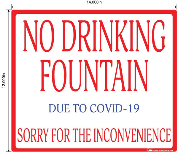 "No Drinking Fountain" Adhesive Durable Vinyl Decal- Various Sizes/Colors Available