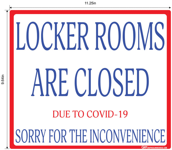 "Locker Rooms are Closed" Gym, Adhesive Durable Vinyl Decal- Various Sizes/Colors Available