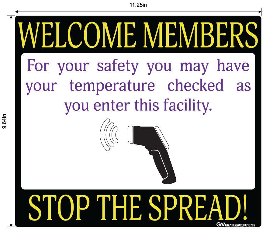 "Stop the Spread" Temperature Check, Adhesive Durable Vinyl Decal- Various Sizes/Colors Available