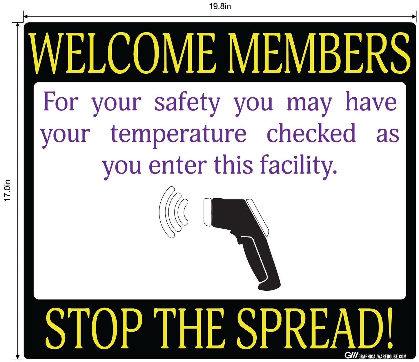 "Stop the Spread" Temperature Check, Adhesive Durable Vinyl Decal- Various Sizes/Colors Available