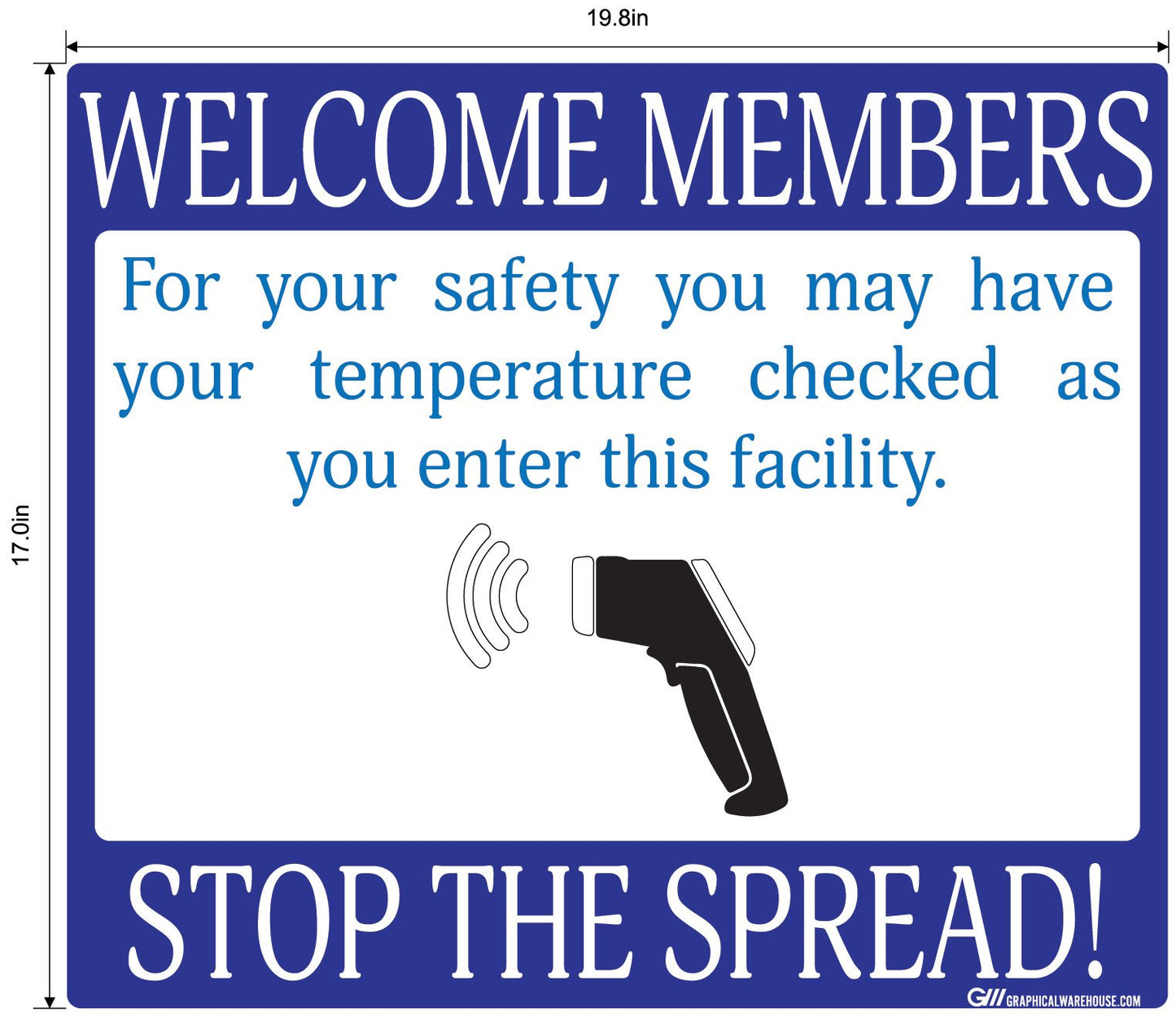 "Stop the Spread" Temperature Check, Adhesive Durable Vinyl Decal- Various Sizes/Colors Available