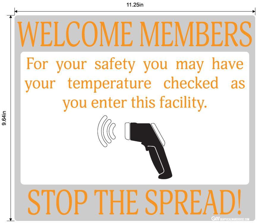 "Stop the Spread" Temperature Check, Adhesive Durable Vinyl Decal- Various Sizes/Colors Available