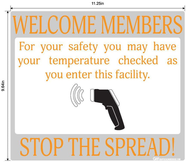"Stop the Spread" Temperature Check, Adhesive Durable Vinyl Decal- Various Sizes/Colors Available
