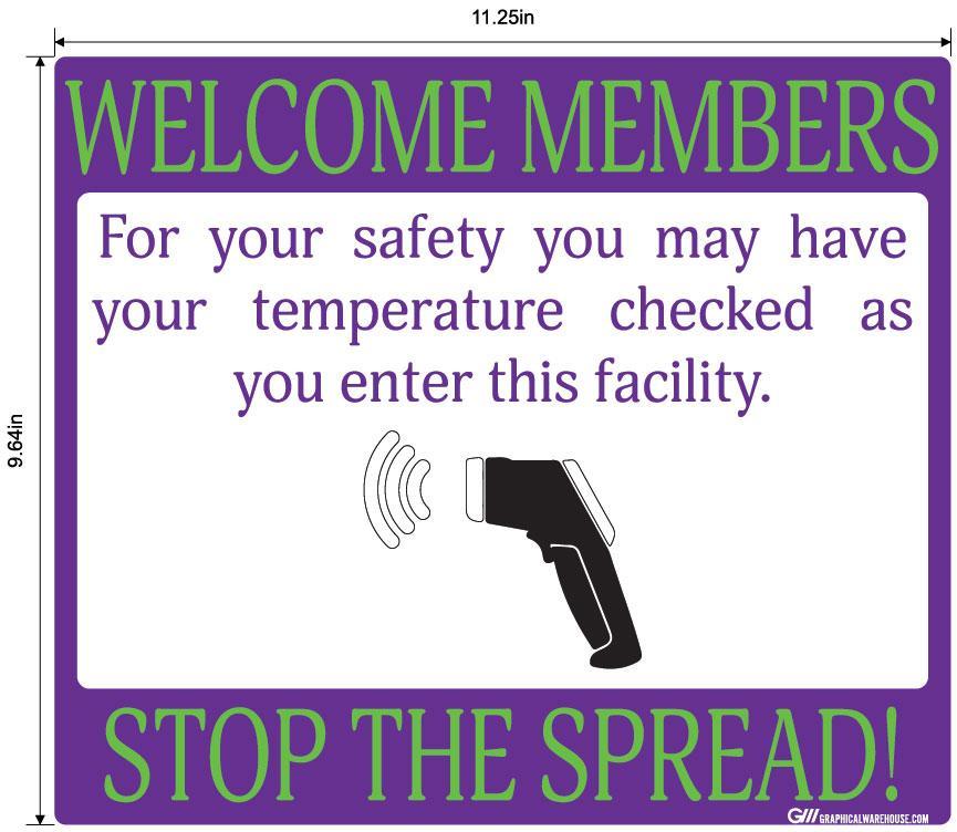 "Stop the Spread" Temperature Check, Adhesive Durable Vinyl Decal- Various Sizes/Colors Available
