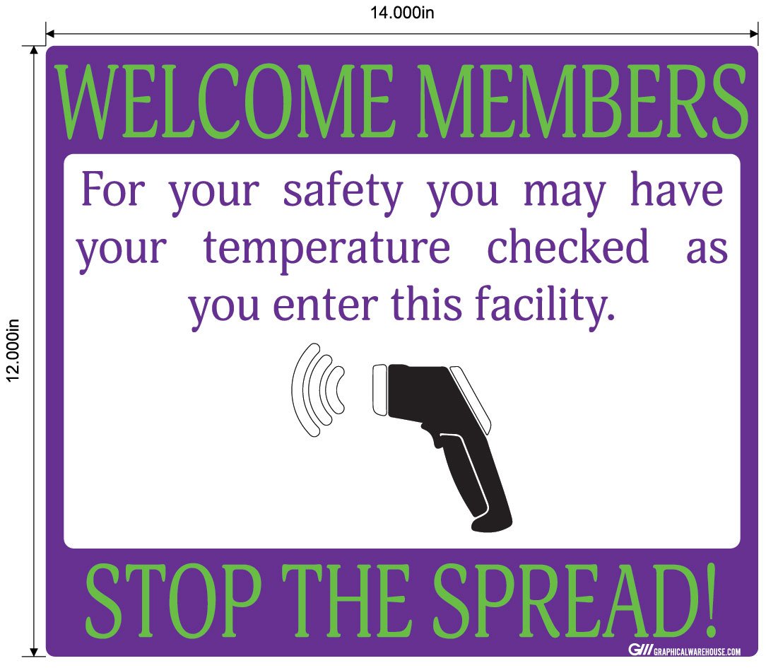 "Stop the Spread" Temperature Check, Adhesive Durable Vinyl Decal- Various Sizes/Colors Available