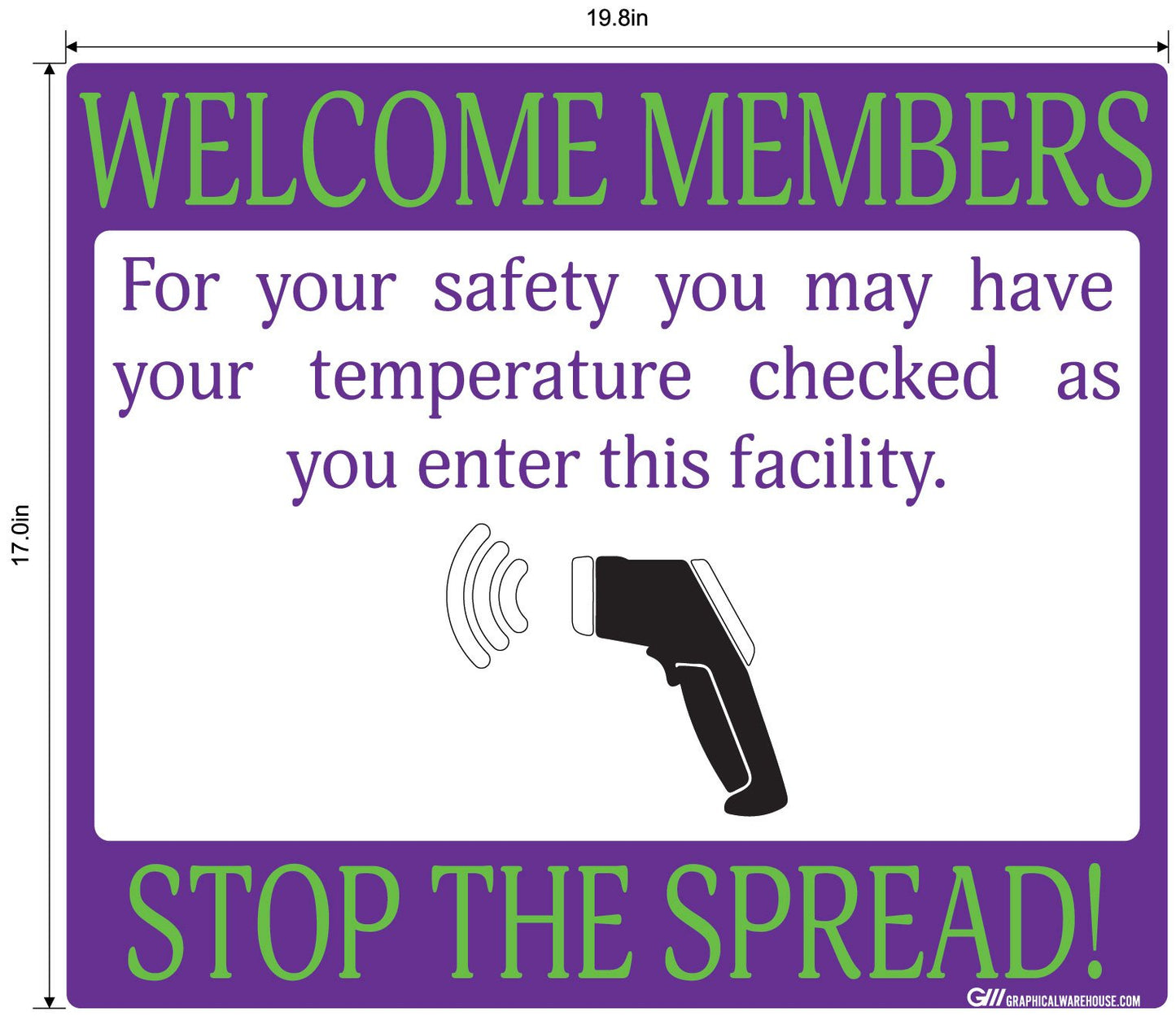 "Stop the Spread" Temperature Check, Adhesive Durable Vinyl Decal- Various Sizes/Colors Available