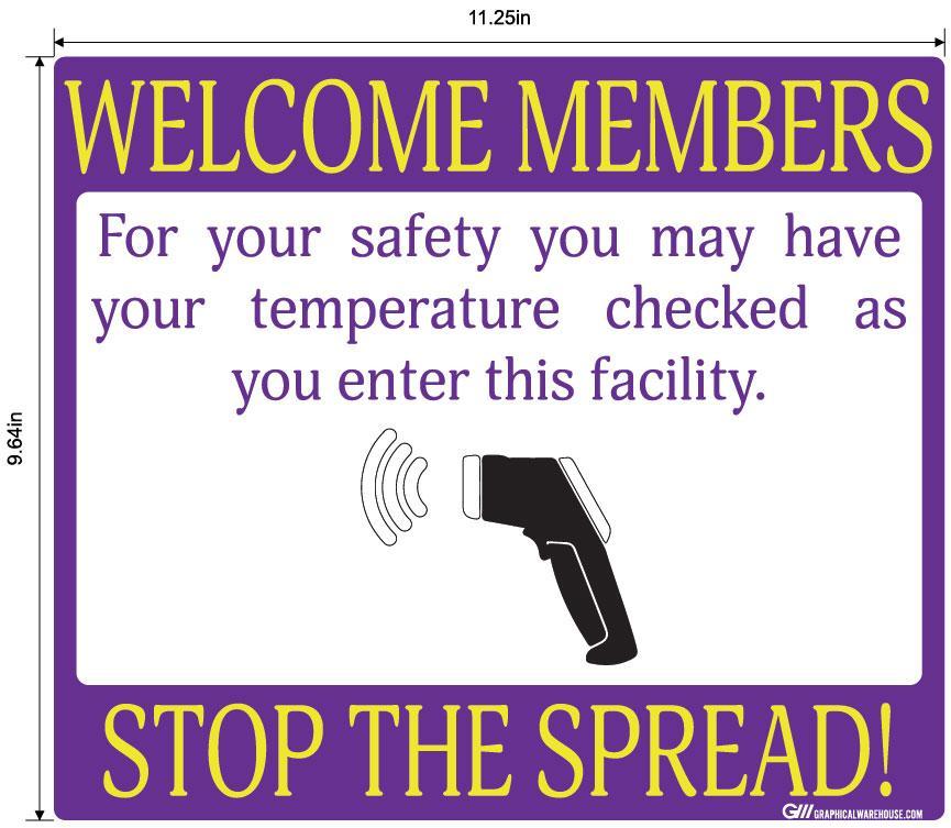 "Stop the Spread" Temperature Check, Adhesive Durable Vinyl Decal- Various Sizes/Colors Available
