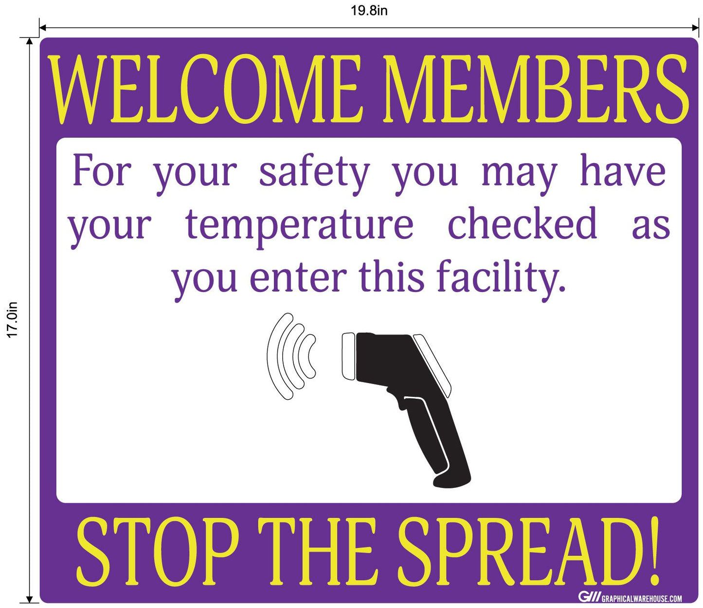 "Stop the Spread" Temperature Check, Adhesive Durable Vinyl Decal- Various Sizes/Colors Available