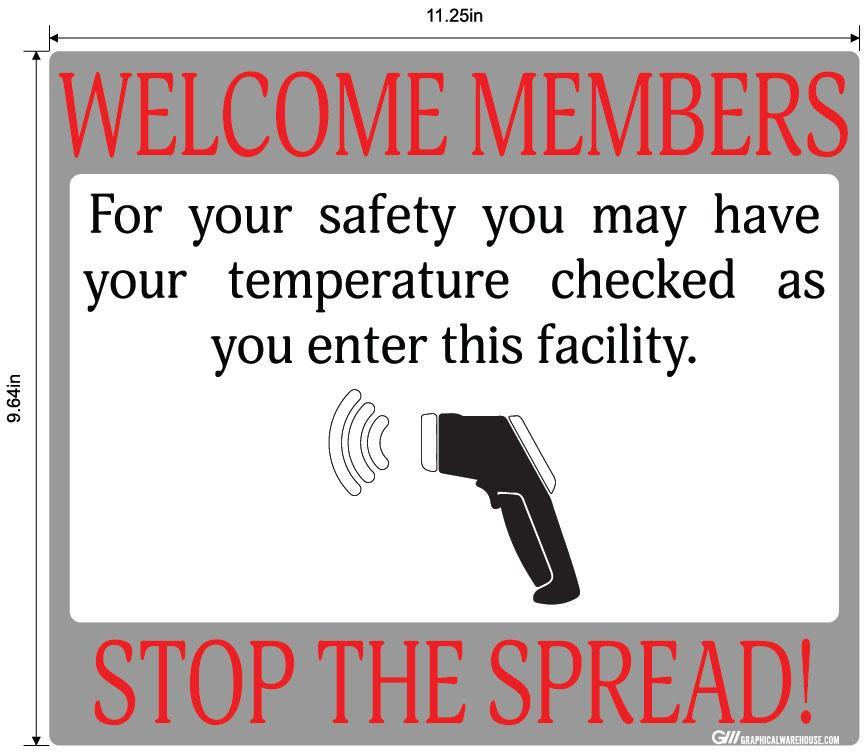 "Stop the Spread" Temperature Check, Adhesive Durable Vinyl Decal- Various Sizes/Colors Available