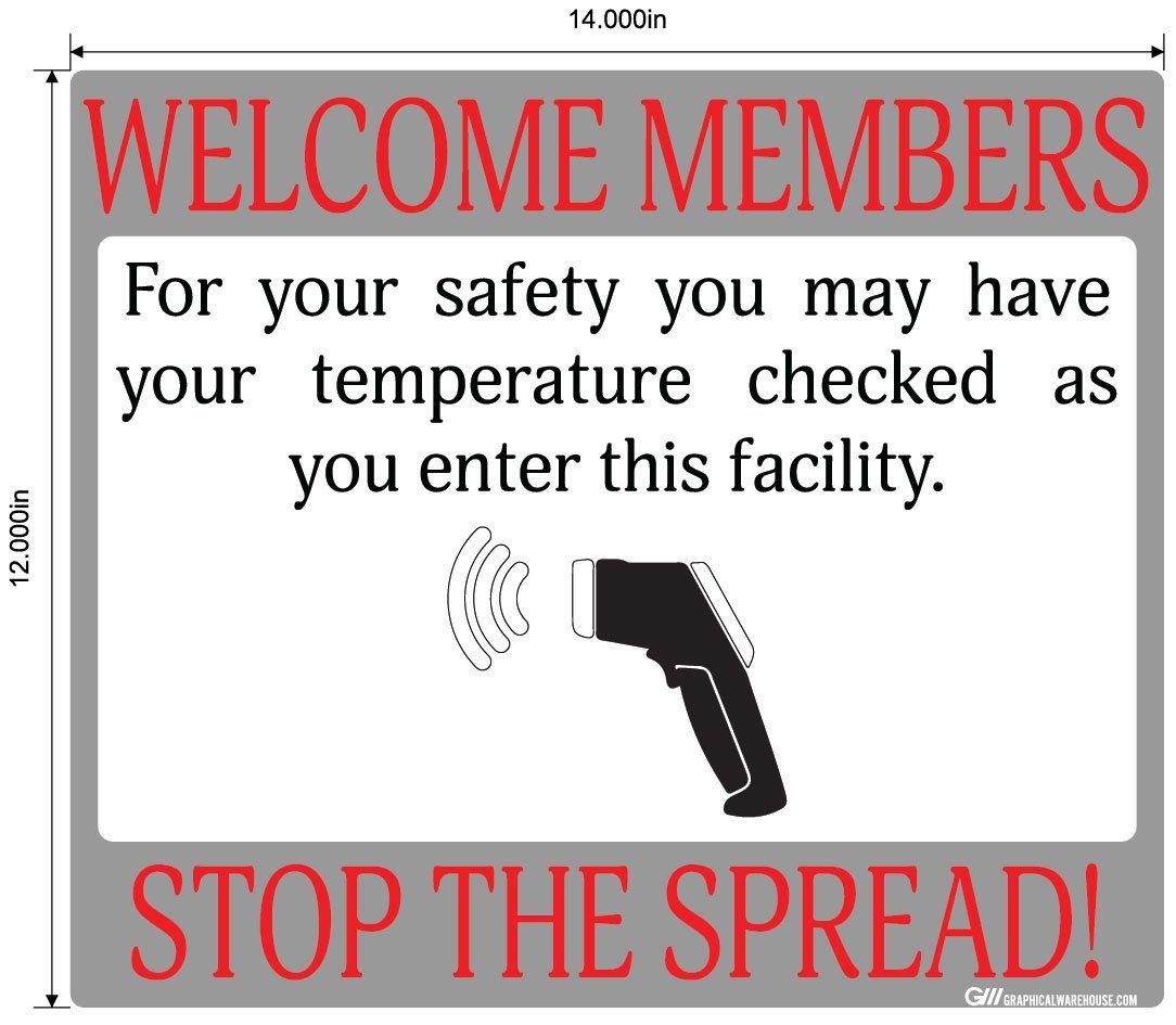 "Stop the Spread" Temperature Check, Adhesive Durable Vinyl Decal- Various Sizes/Colors Available
