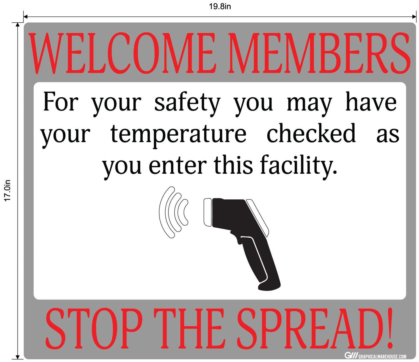 "Stop the Spread" Temperature Check, Adhesive Durable Vinyl Decal- Various Sizes/Colors Available