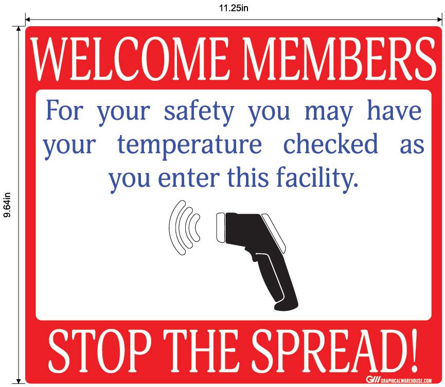 "Stop the Spread" Temperature Check, Adhesive Durable Vinyl Decal- Various Sizes/Colors Available
