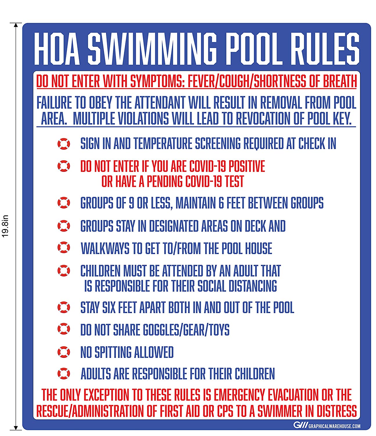 "Home Owners Association Swimming Pool Rules" Adhesive Durable Vinyl Decal- Various Sizes Available